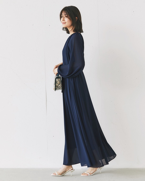 シアーシフォン・ギャザーベルトワンピース