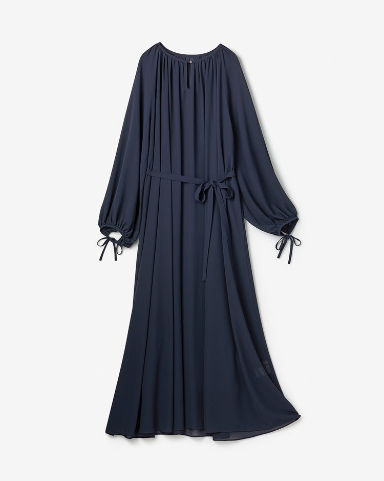 シアーシフォン・ギャザーベルトワンピース 詳細画像 ネイビー 5