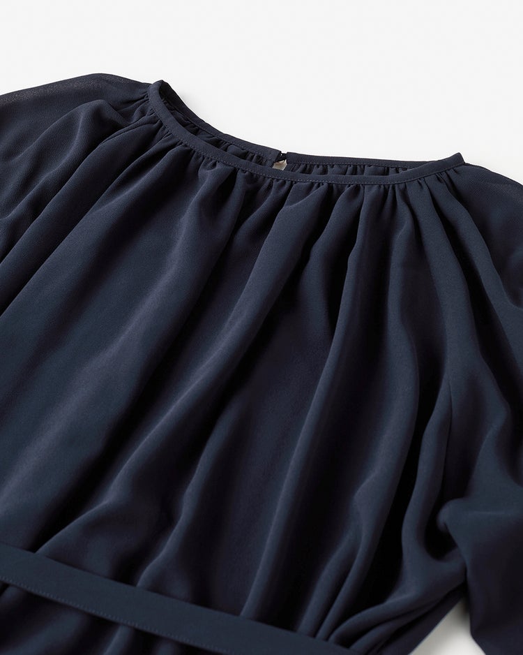 シアーシフォン・ギャザーベルトワンピース 詳細画像 ネイビー 6