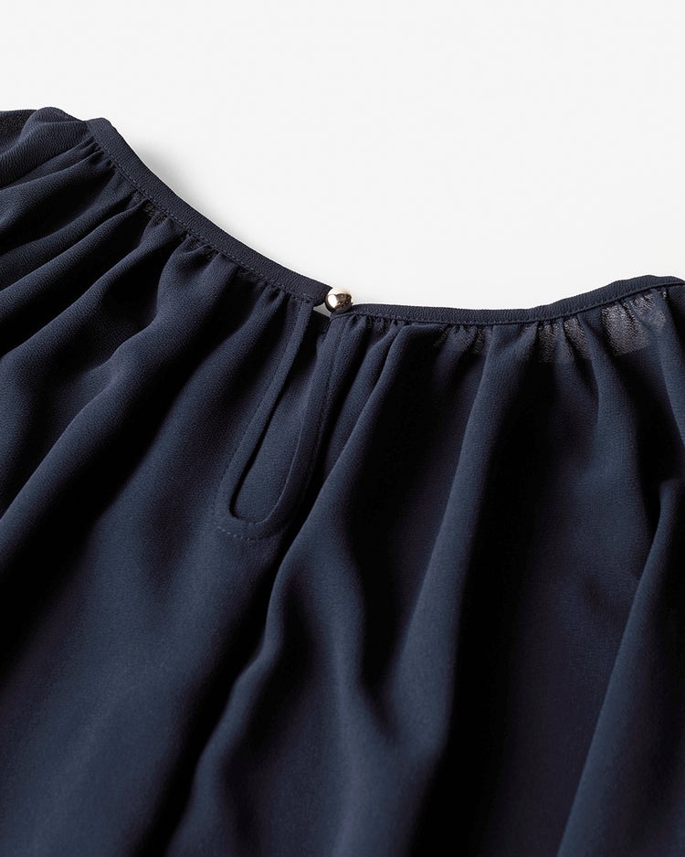 シアーシフォン・ギャザーベルトワンピース 詳細画像 ネイビー 9