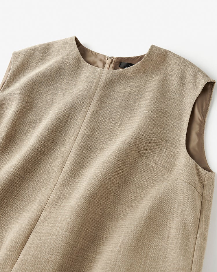 バルキーリネンタッチ・Iラインワンピース 詳細画像 ベージュ 3