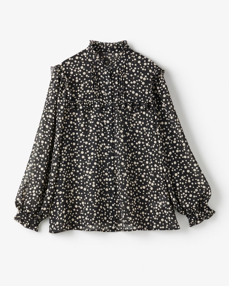 シアーシフォン・ピンタックフリルブラウス 詳細画像 ブラックパターン 4