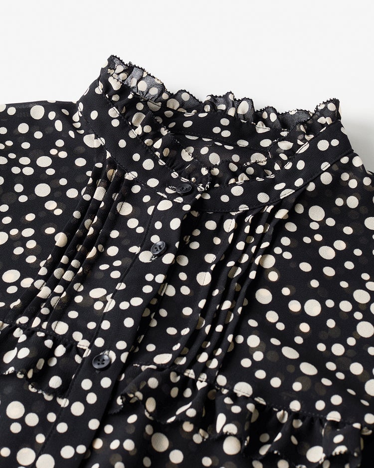 シアーシフォン・ピンタックフリルブラウス 詳細画像 ブラックパターン 5