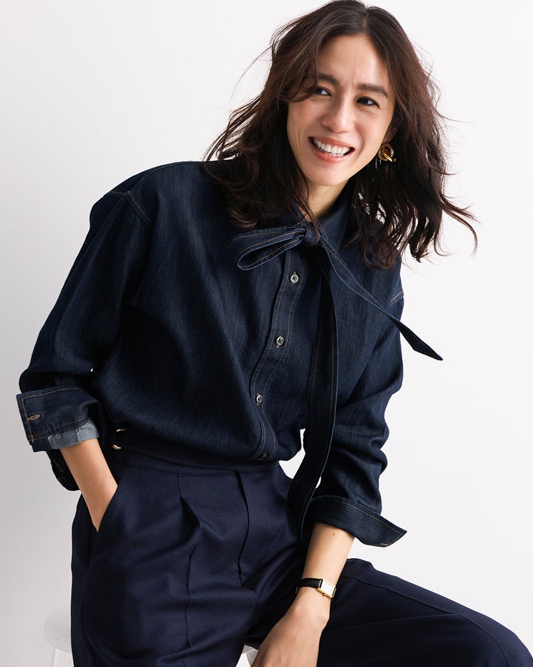 ボウタイデザイン・デニムシャツ 詳細画像 インディゴ 2