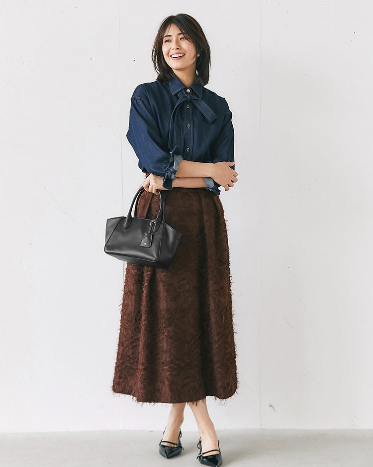 ボウタイデザイン・デニムシャツ 詳細画像 インディゴ 4