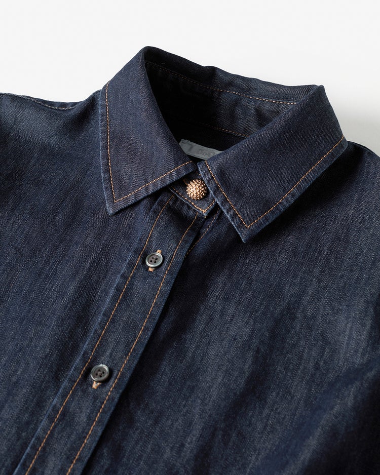 ボウタイデザイン・デニムシャツ 詳細画像 インディゴ 7