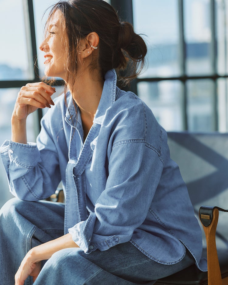 ボウタイデザイン・デニムシャツ 詳細画像 ライトインディゴ 4