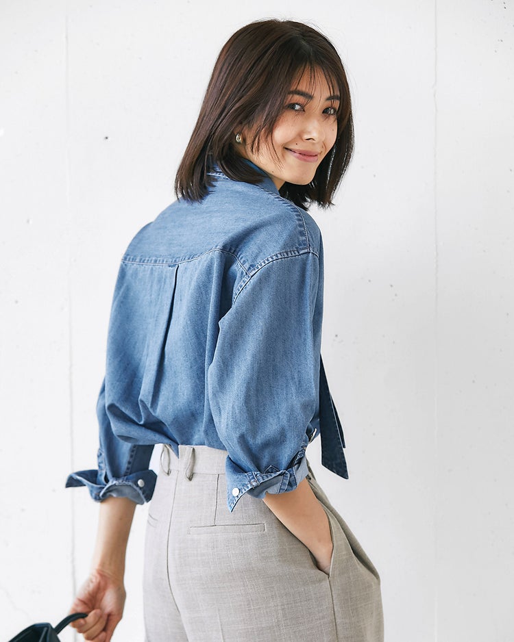 ボウタイデザイン・デニムシャツ 詳細画像 ライトインディゴ 6