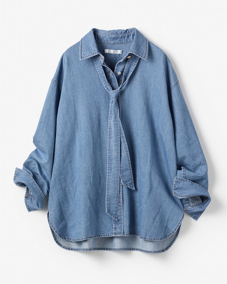 ボウタイデザイン・デニムシャツ 詳細画像 ライトインディゴ 7