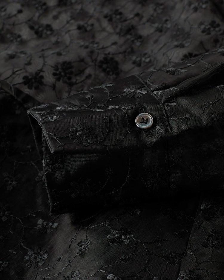 フラワー刺繍・オーガンジーフリルブラウス 詳細画像 ブラック 5