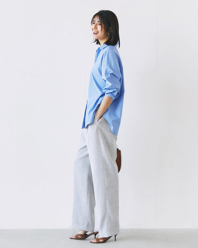 UVイージーケア・抜け感フォルムシャツ 詳細画像 サックス・パターン 2