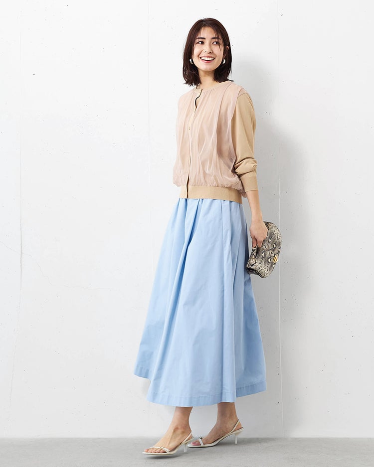 マットタフタ・タックフレアスカート 詳細画像 ライトブルー 2
