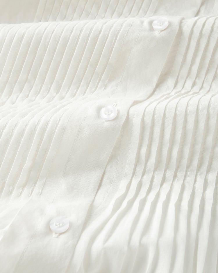 コットンボイル・ピンタックロングブラウス 詳細画像 ホワイト 6