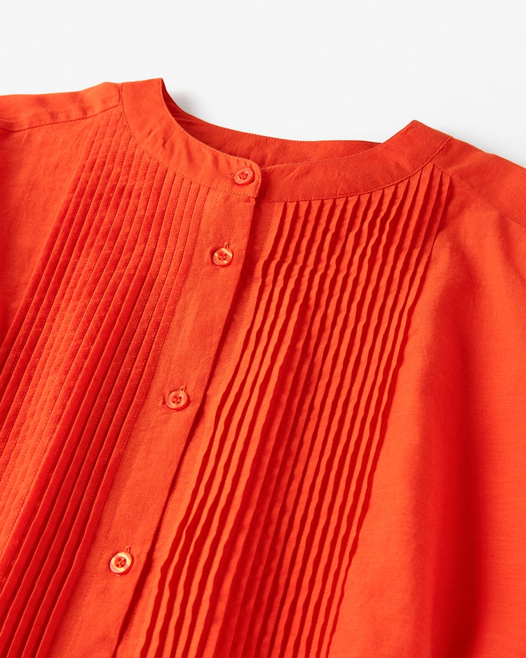 コットンボイル・ピンタックロングブラウス 詳細画像 スカーレット 6