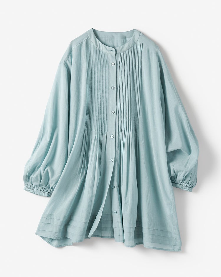 コットンボイル・ピンタックロングブラウス 詳細画像 ミントグリーン 3