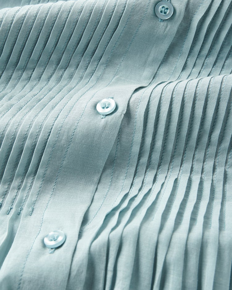 コットンボイル・ピンタックロングブラウス 詳細画像 ミントグリーン 4