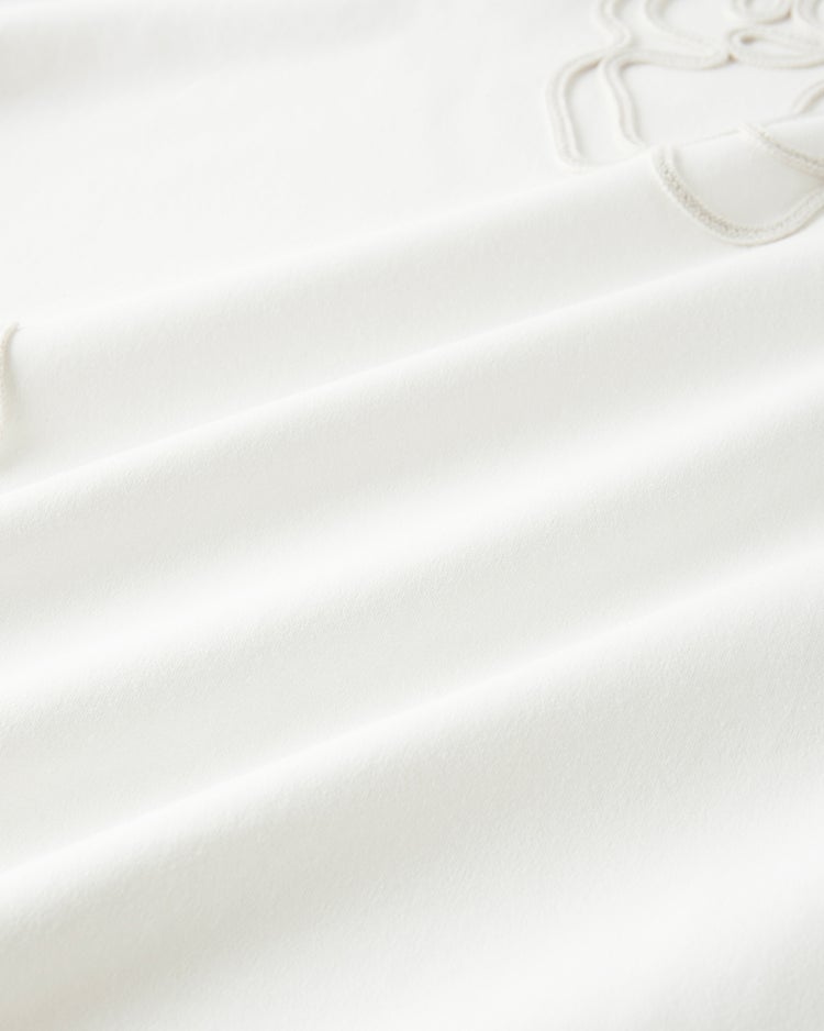 超長綿ハイネック／フラワーモチーフ 詳細画像 オフホワイト 4