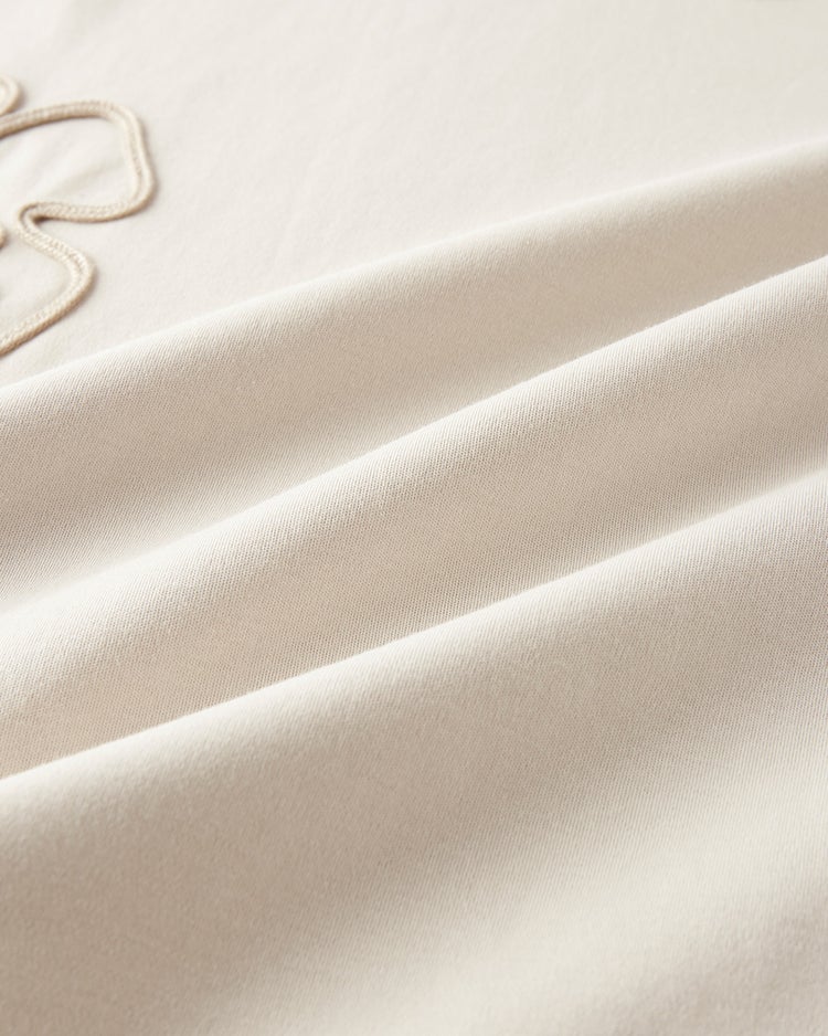 超長綿ハイネック／フラワーモチーフ 詳細画像 ライトグレー 2