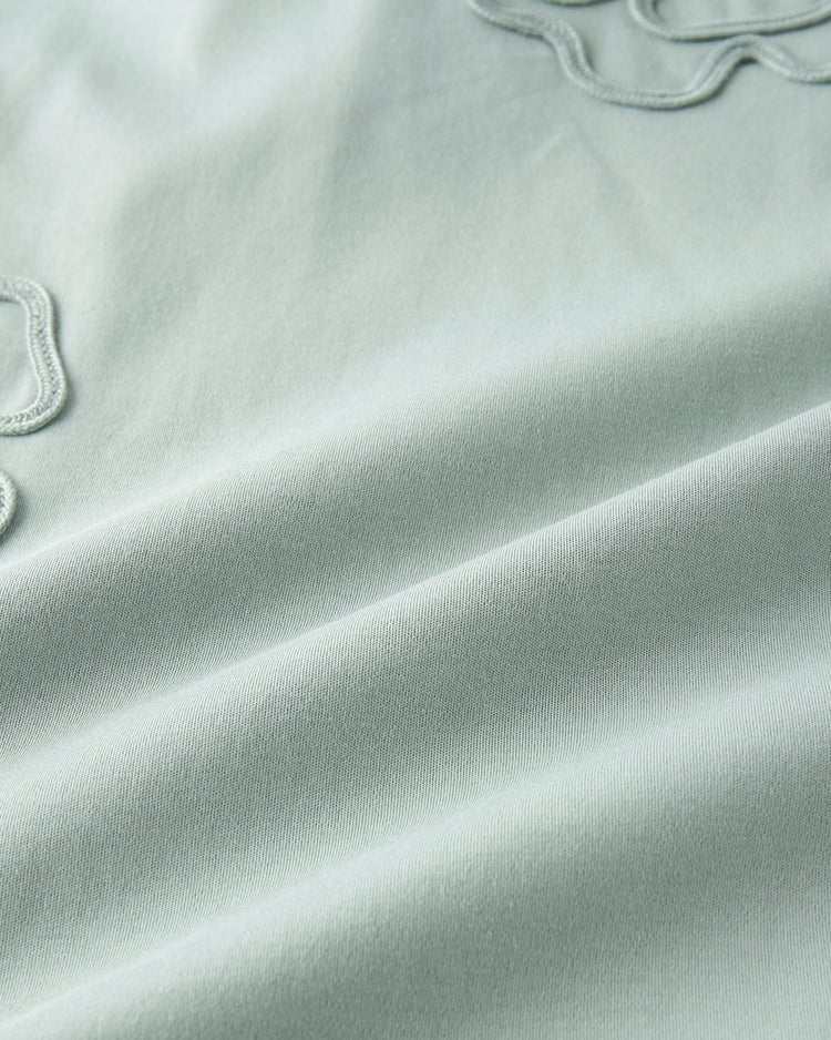 超長綿ハイネック／フラワーモチーフ 詳細画像 ダスティーブルー 2