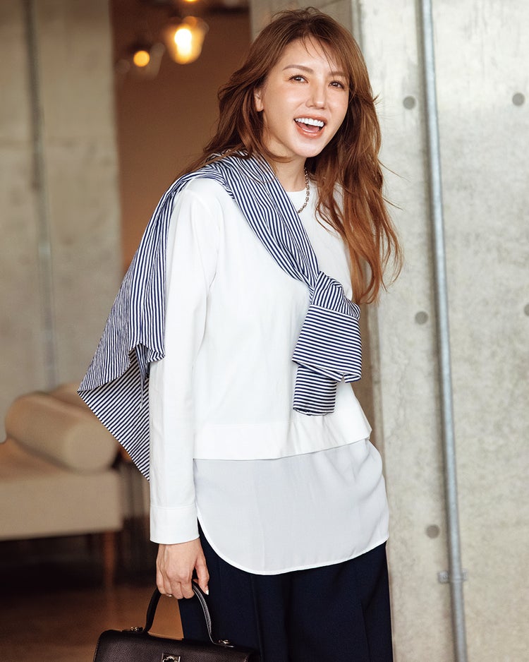 超長綿・異素材コンビプルオーバー 詳細画像 オフホワイト 1