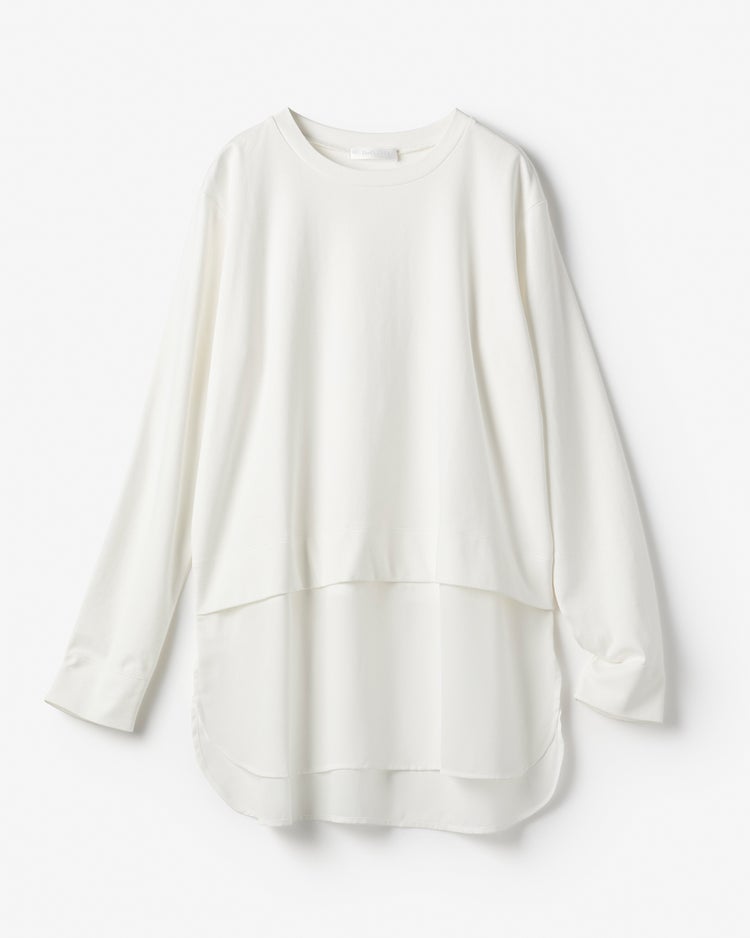 超長綿・異素材コンビプルオーバー 詳細画像 オフホワイト 4