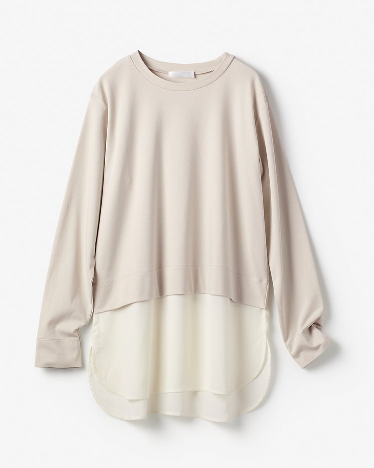 超長綿・異素材コンビプルオーバー 詳細画像 ライトグレー 2