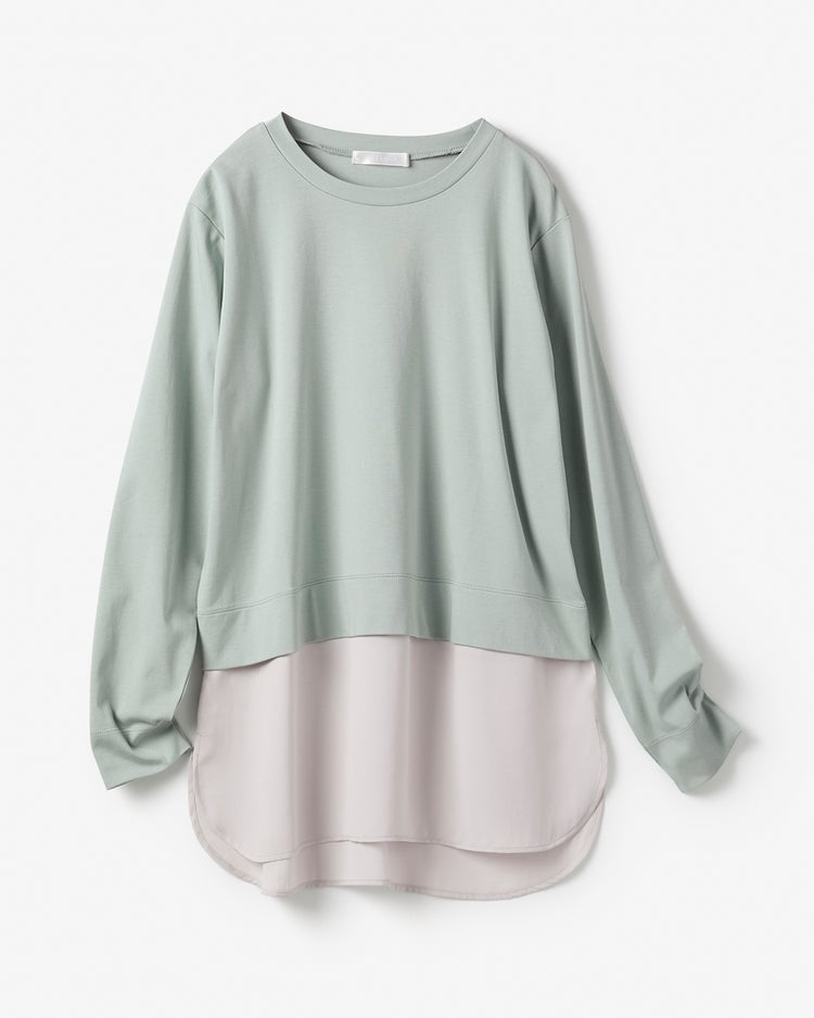 超長綿・異素材コンビプルオーバー 詳細画像 ダスティーブルー 2