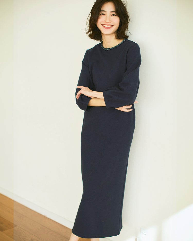 ストレッチスラブ・ビジューワンピース 詳細画像 ミッドナイトブルー 1