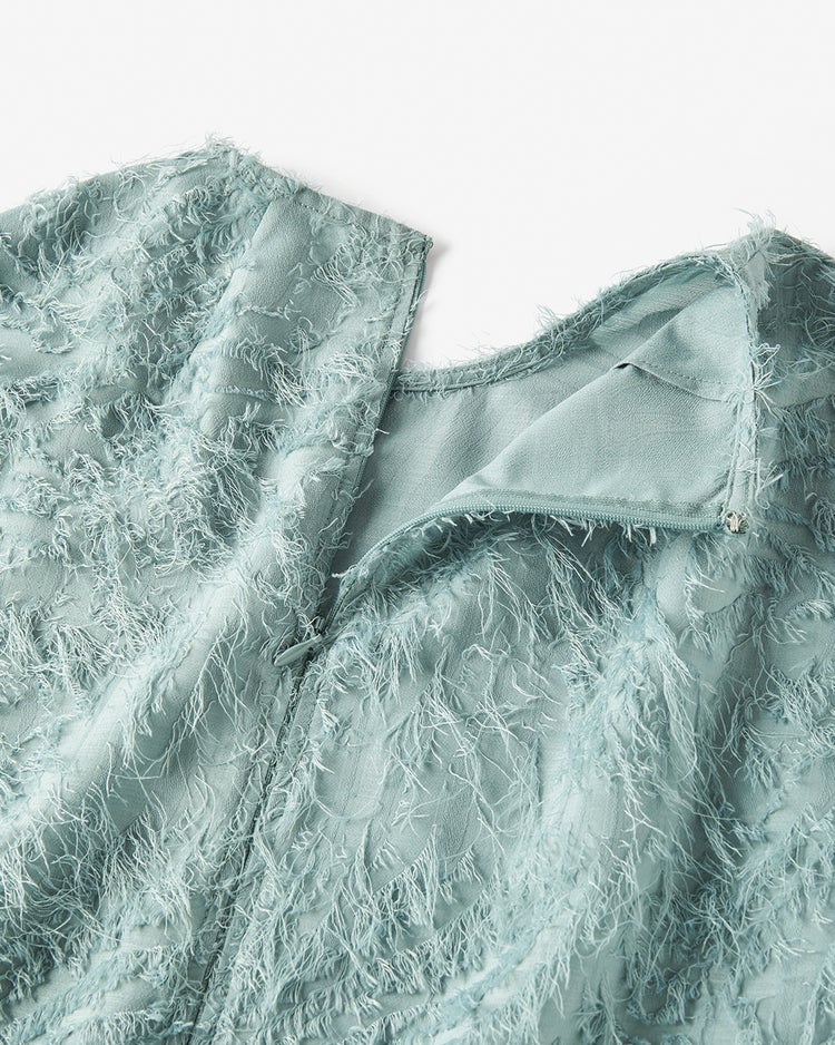 カットジャカード・サックワンピース 詳細画像 ダスティーブルー 3