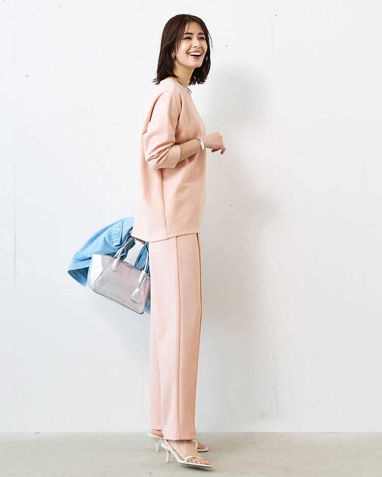 イージージョーゼット・テーパードパンツ 詳細画像 ピンクベージュ 2