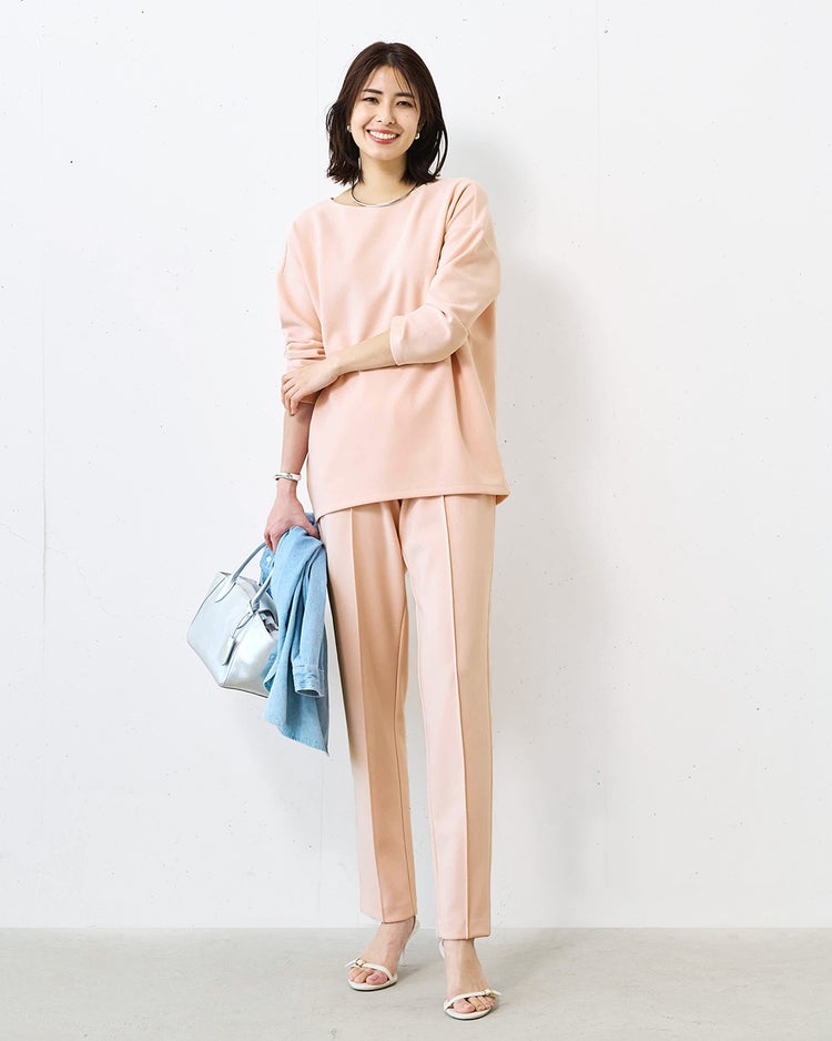 イージージョーゼット・テーパードパンツ 詳細画像 ピンクベージュ 3