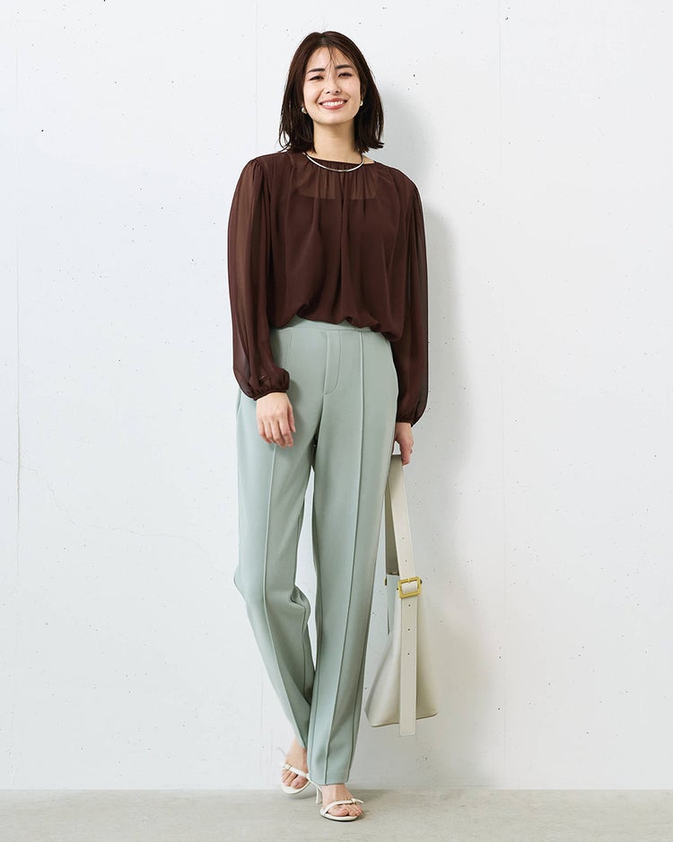 イージージョーゼット・テーパードパンツ 詳細画像 ブルーグリーン 1