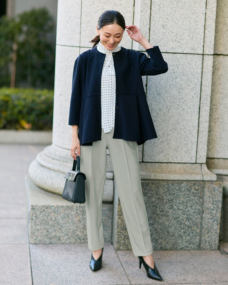 イージージョーゼット・テーパードパンツ 詳細画像 ブルーグリーン 2