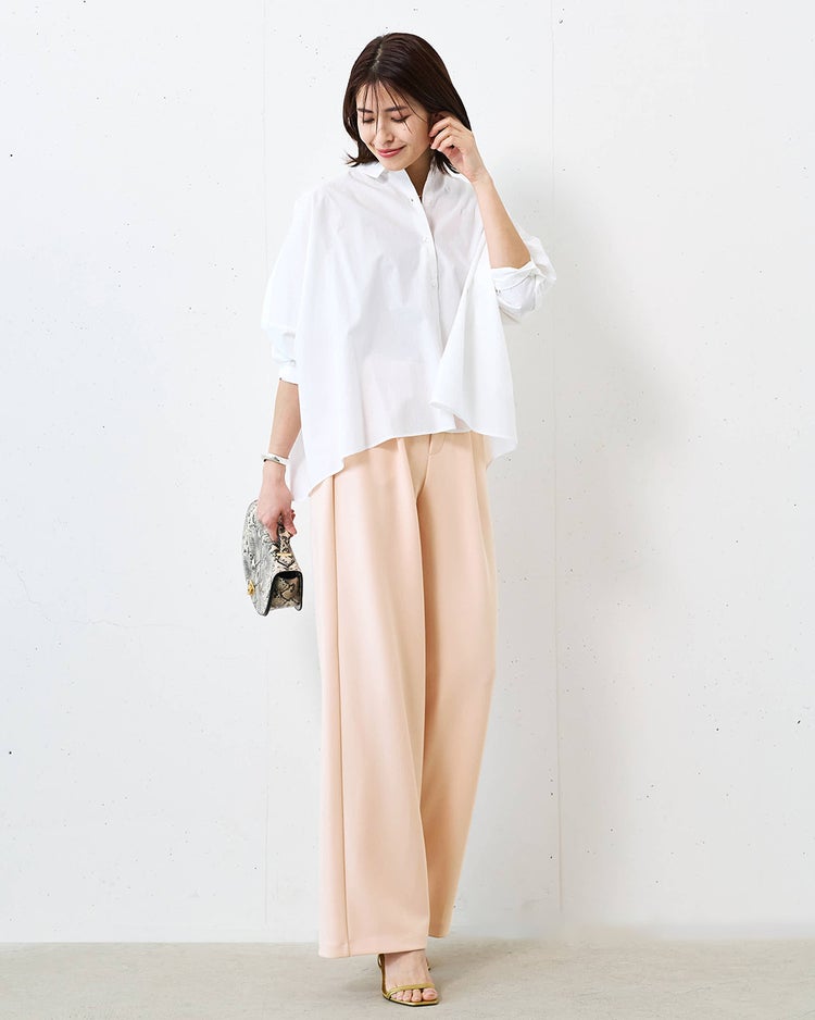 イージージョーゼット・セミワイドパンツ 詳細画像 ピンクベージュ 1