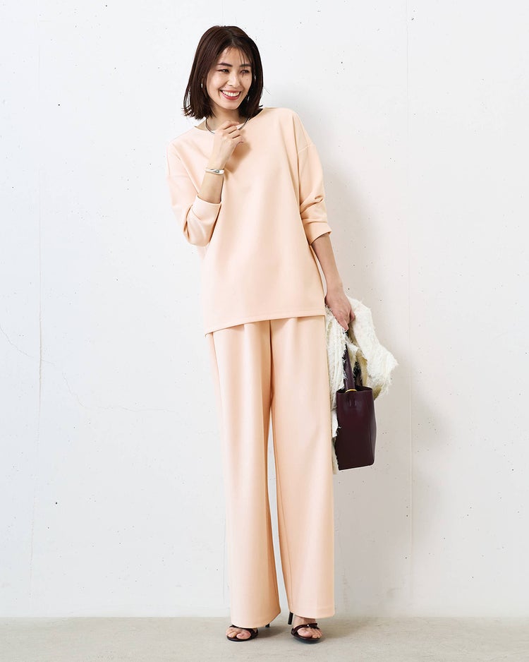 イージージョーゼット・セミワイドパンツ 詳細画像 ピンクベージュ 2