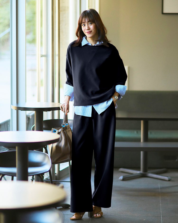 イージージョーゼット・セミワイドパンツ 詳細画像 ミッドナイトブルー 1