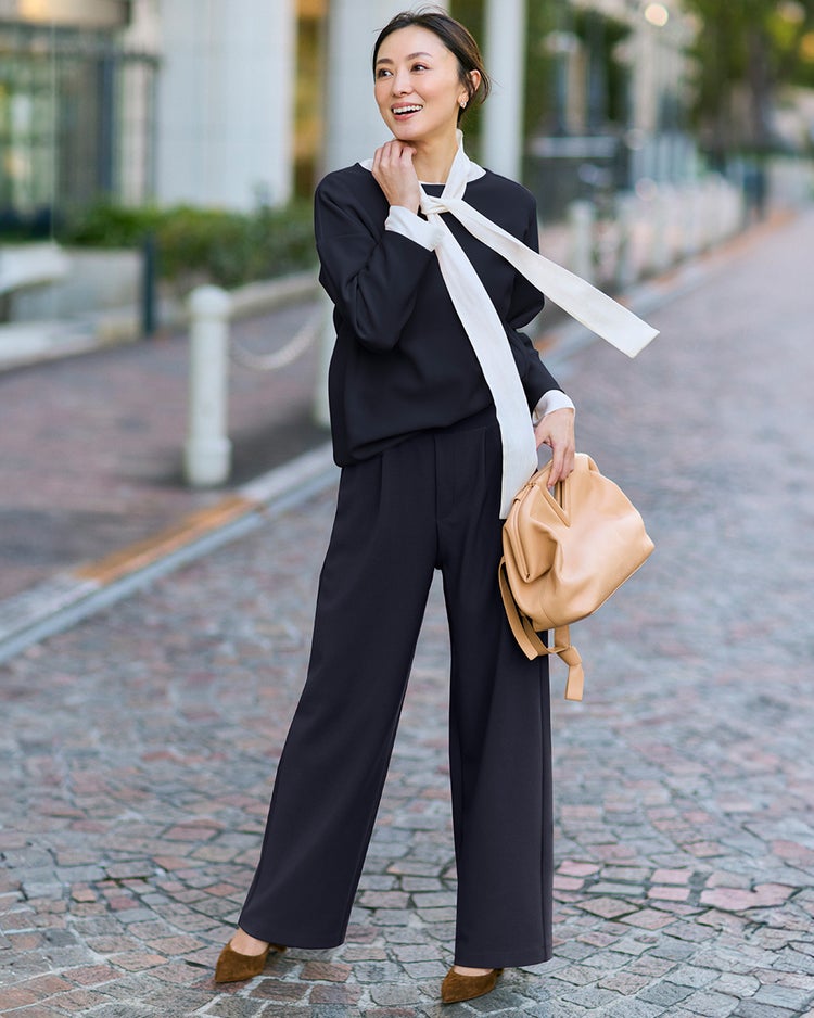 イージージョーゼット・セミワイドパンツ 詳細画像 ミッドナイトブルー 2