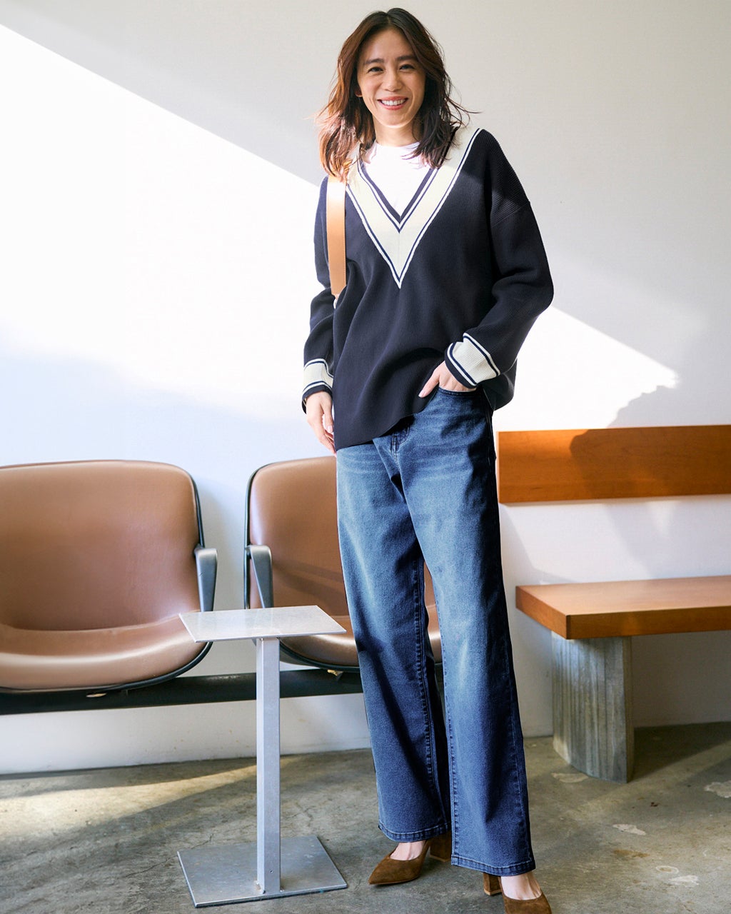 レディース ストレートパンツ（ネイビー）一覧/40代50代からの