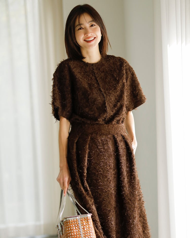 カットジャカード・クルーブラウス 詳細画像 ブラウン 1