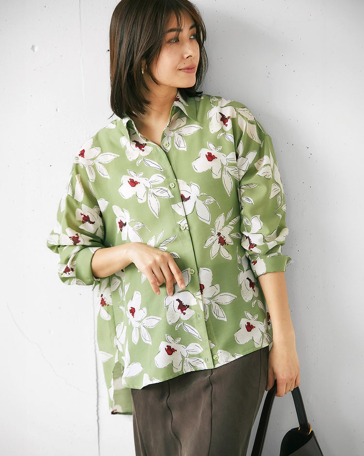 シアーライト・2WAYオーバーシャツ 詳細画像 グリーン・パターン 2