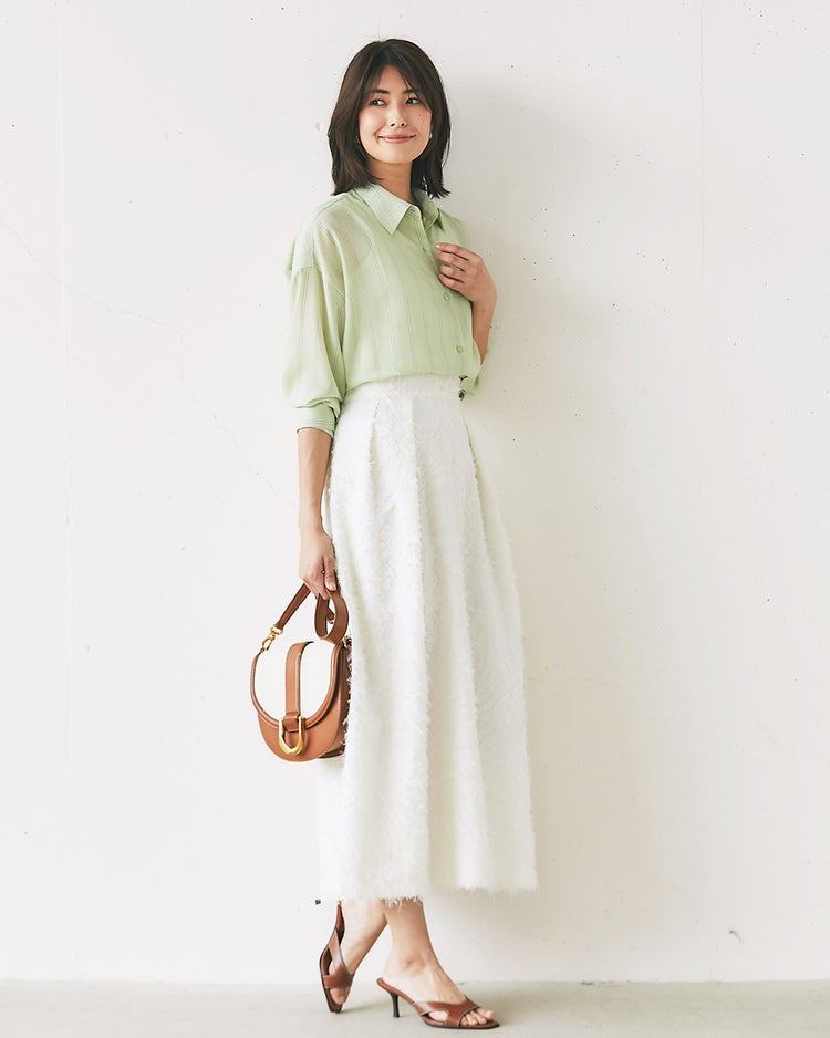 シアーライト・2WAYオーバーシャツ 詳細画像 グリーンストライプ 2