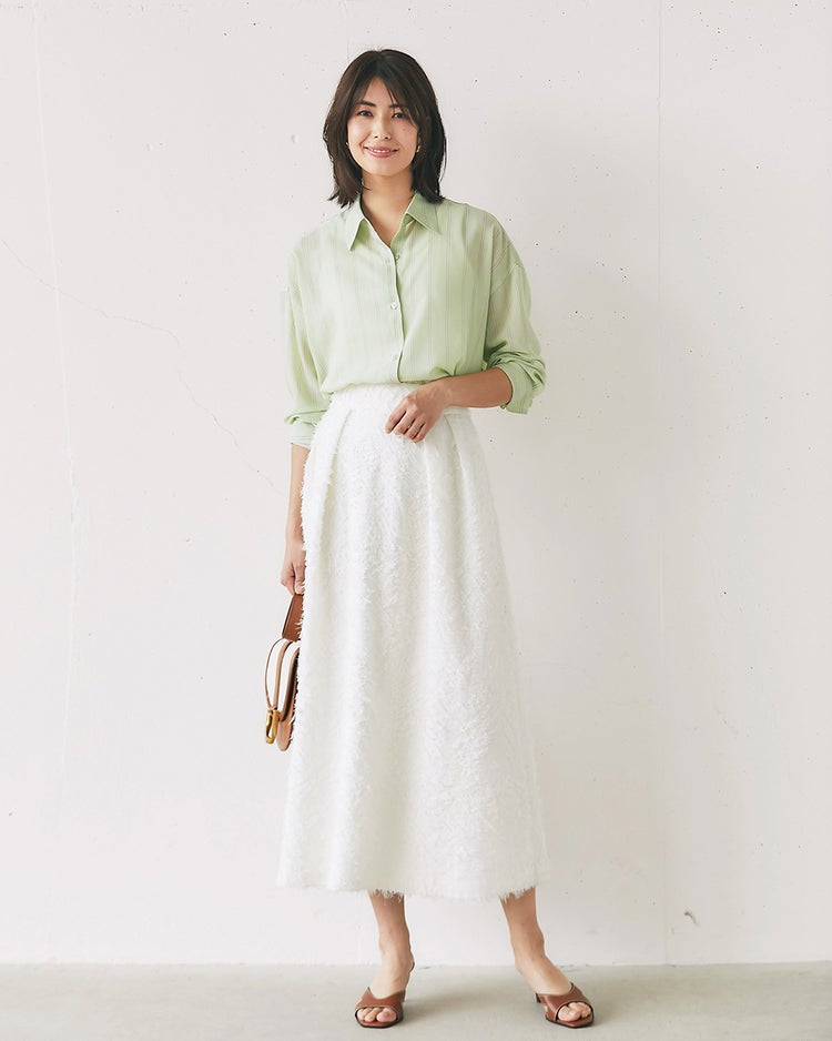 シアーライト・2WAYオーバーシャツ 詳細画像 グリーンストライプ 3