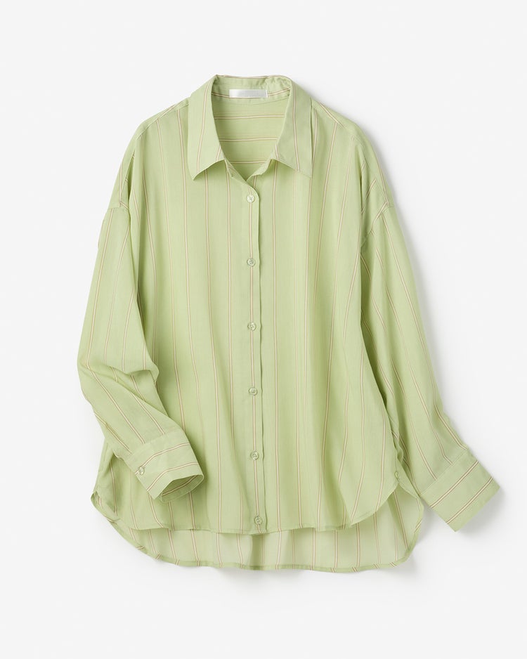 シアーライト・2WAYオーバーシャツ 詳細画像 グリーンストライプ 5