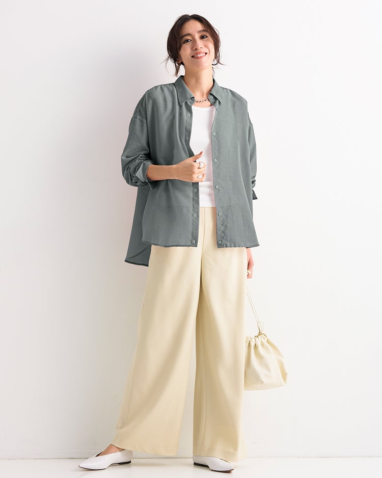 シアーライト・2WAYオーバーシャツ 詳細画像 オリーブ 1