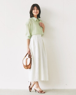 カットジャカード・タックフレアスカート