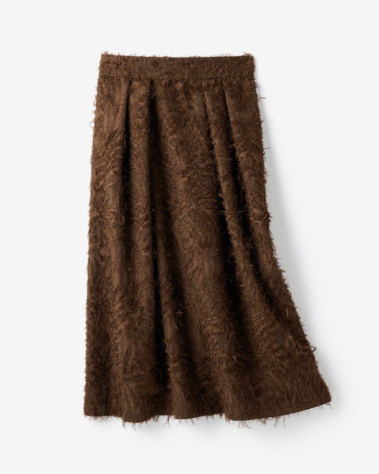 カットジャカード・タックフレアスカート 詳細画像 ブラウン 5