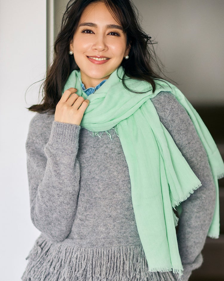 エアリーフリンジ・ビッグストール 詳細画像 ミントグリーン 1