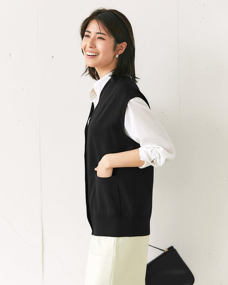 メタルボタン・ニットベスト 詳細画像 ブラック 2