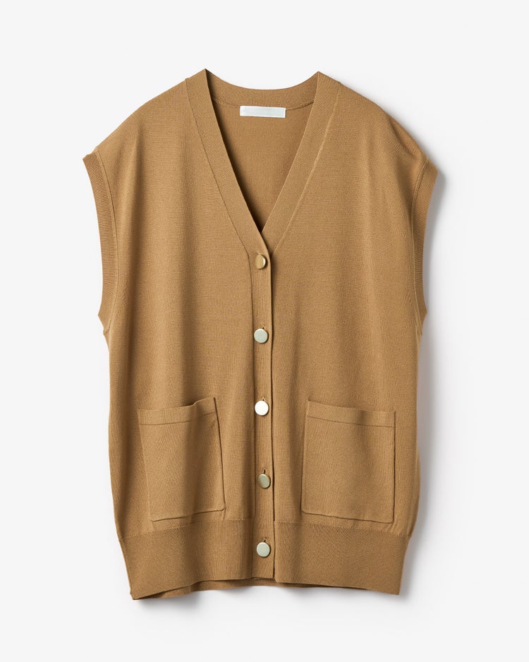 メタルボタン・ニットベスト 詳細画像 キャメル 1