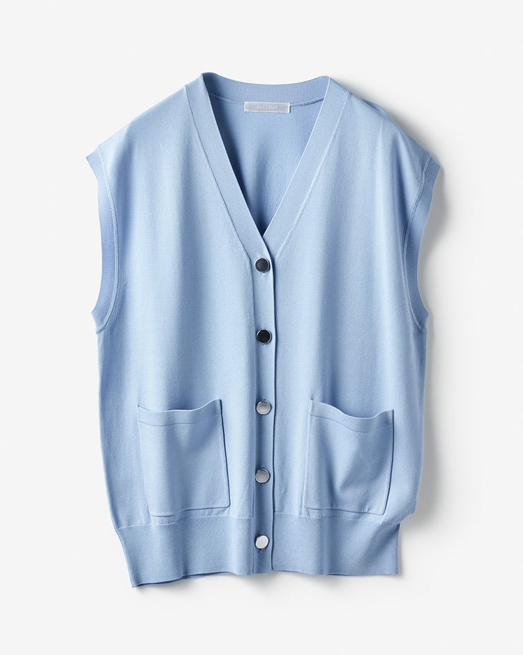 メタルボタン・ニットベスト 詳細画像 サックス 2